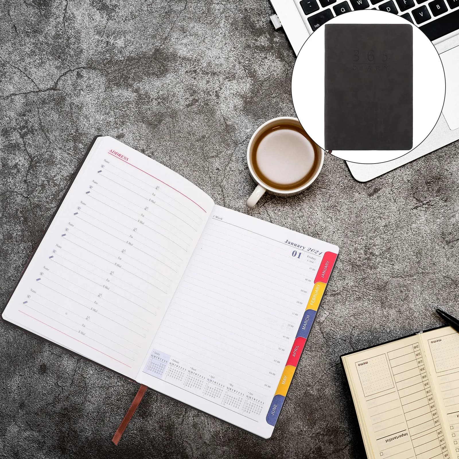 2021 Schedule Book Portable Daily Planner Simple Lightweight Notebook for Students Travel Office Teachers Efficiency Time