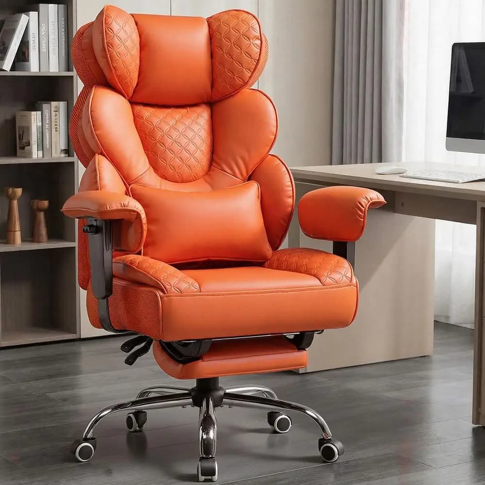 Sedia da ufficio ergonomica con schienale alto e poggiapiedi rinforzato, per gaming intensivo, 150 ° Reclinabile, Supporto Lombare, Braccioli Regolabili