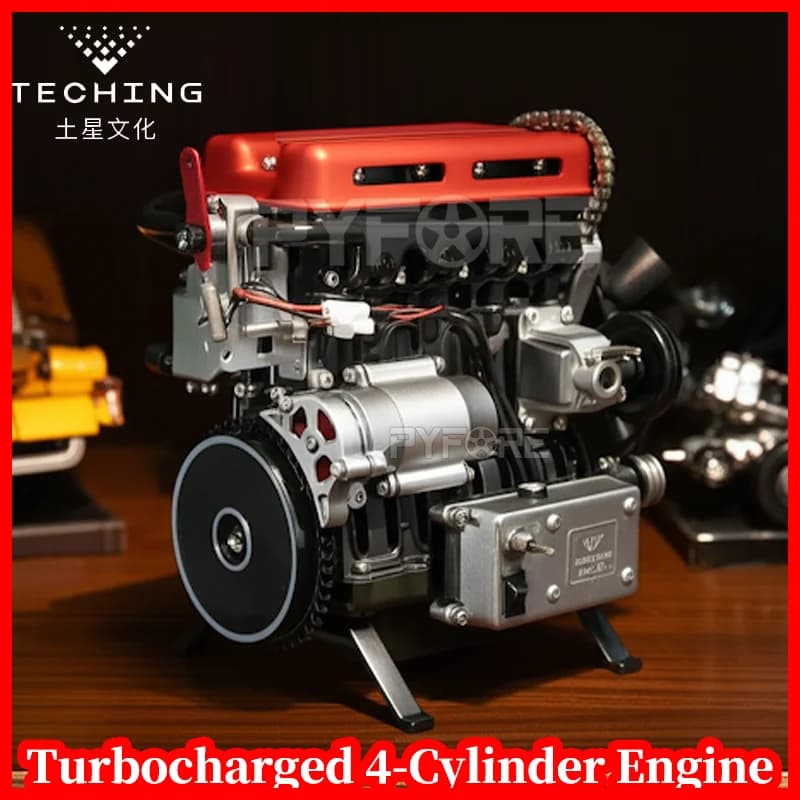 TECHING Kit modello elettrico con motore turbocompresso a 4 cilindri - Giocattolo realistico di assemblaggio fai-da-te per adulti e bambini Regalo educativo STEM