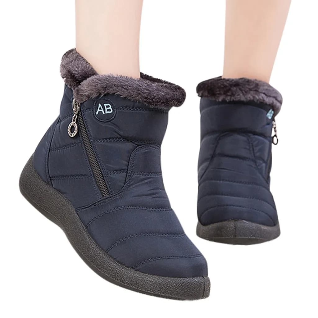 Women's Warm Short Fur Plush Snow Boots Winter Ankle Chelsea Boots Flat Heel Inner Heightening Spring Autumn PU Leather