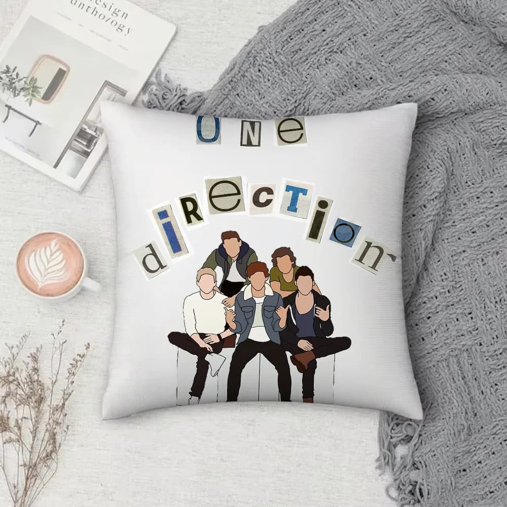 Federa per cuscino della band pop O-One DirectionS, quadrata, con stampa fronte-retro, in peluche corto, per divano, cuscino da comodino