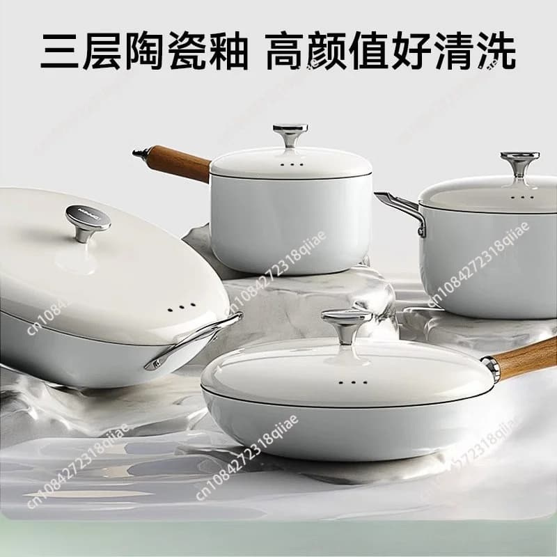 Household Multifunctional Soup Pot Multi-layer Ceramic Glazed Frying Pan