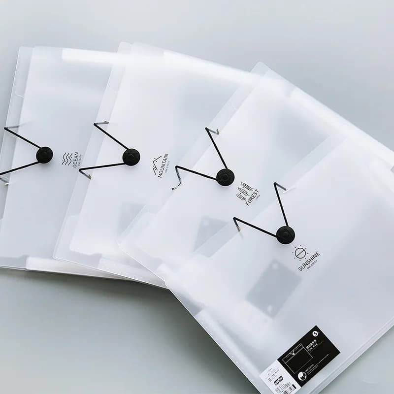 Cartella Portadocumenti Trasparente in Plastica A4, Organizzatore Espandibile a 5 Strati con 8 Tasche, Accessori per Scrivania Scolastica