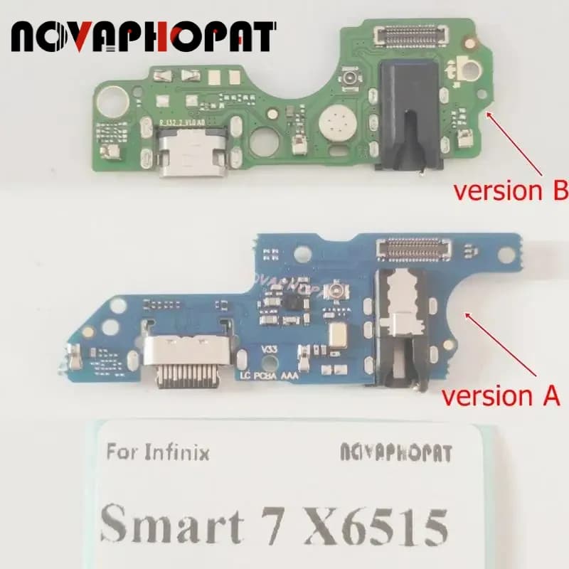 Novaphopat for Infinix Smart 7 X6515 USB Dock Charger Port Plug Headphones Audio Jack Microphone MIC Charging Card