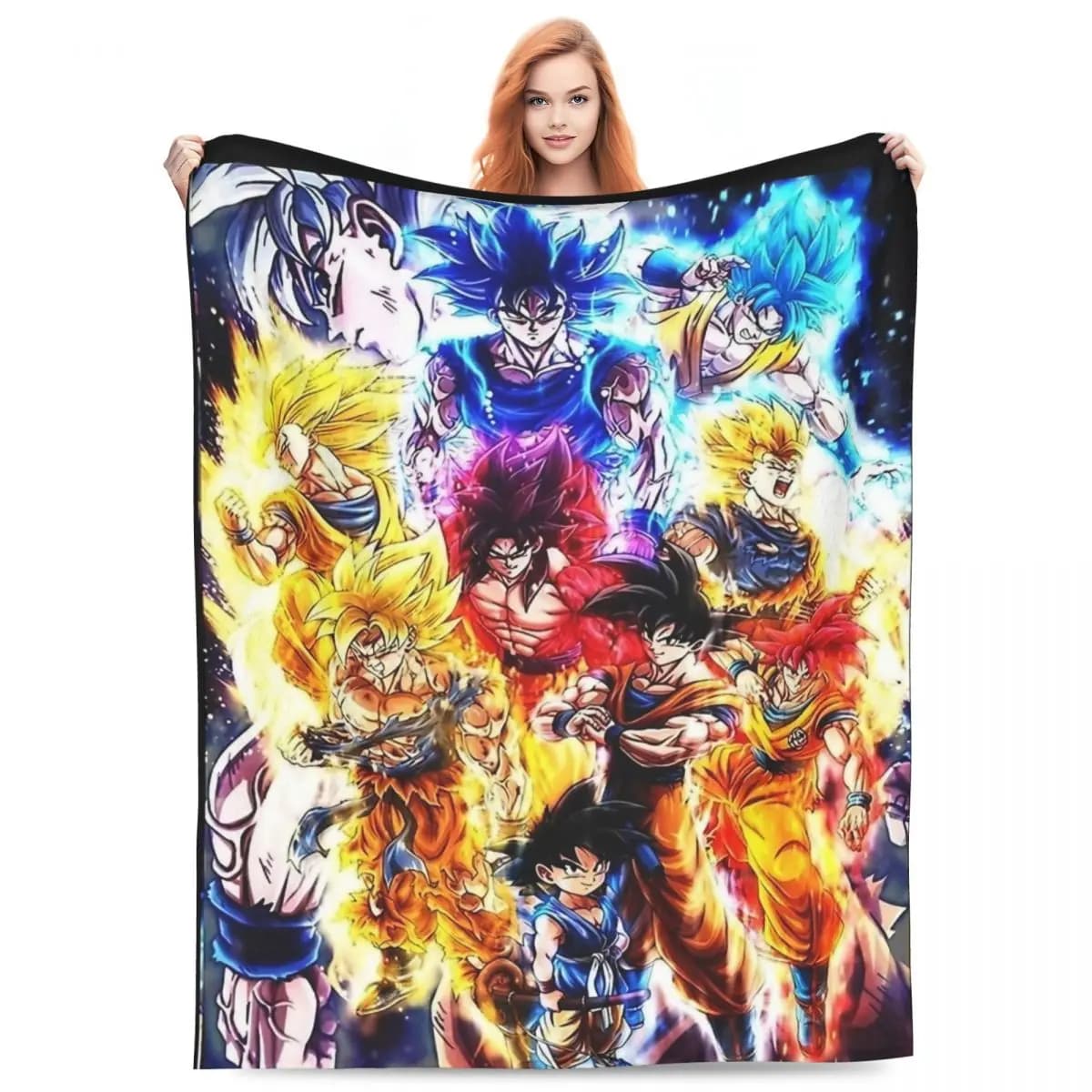 GOKU Vegeta Gohan Trunks Gogeta Dbz Anime Dragon Ball coperta in pile divertente coperta calda per la casa inverno