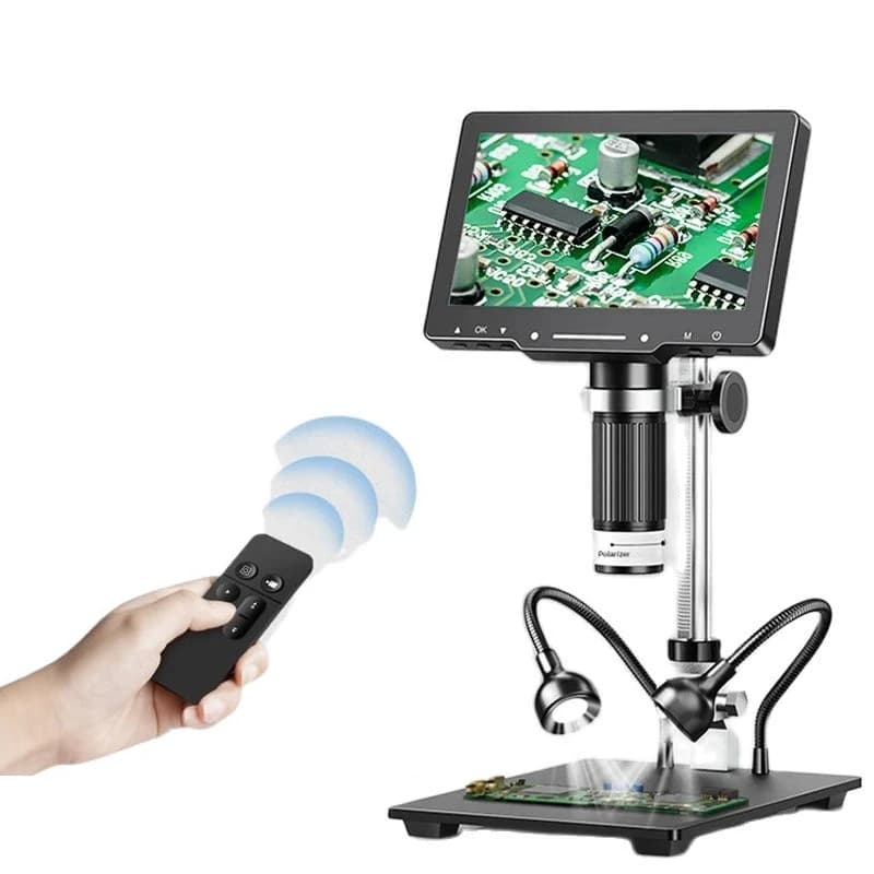 Microscopio digitale con display IPS HD da 7 pollici da 1,2 MP Microscopio elettronico 1600X con luce LED per computer PC con supporto per saldatura