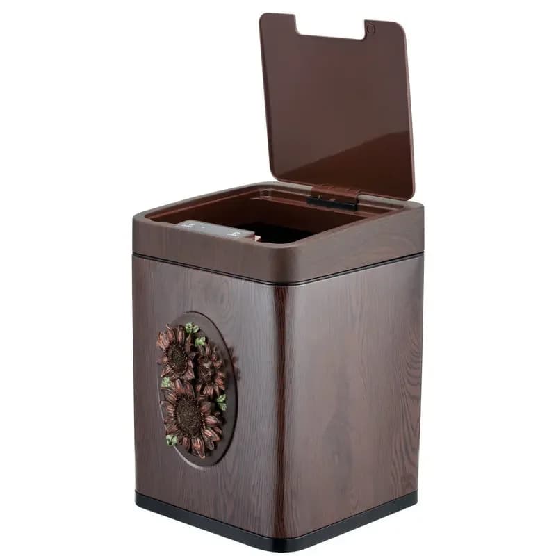Large-capacity trash can, rechargeable smart trash can, new Chinese wood grain smart sensor trash can