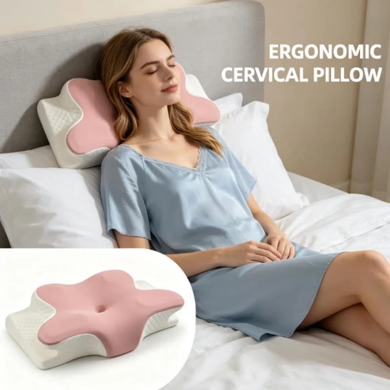 Cuscino Ergonomico a Farfalla in Memory Foam Rinfrescante a Lento Ritorno, Supporto Cervicale per il Collo, Cuscino da Letto per Casa per Alleviare il Dolore, 1 Pezzo