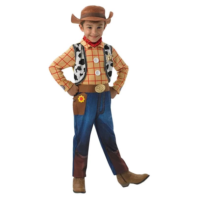 Costume da Cowboy Woody per Bambini, Set di Vestiti per Cosplay del Cartone Animato Toy Story, Abiti per Carnevale, Feste, Parate e Halloween