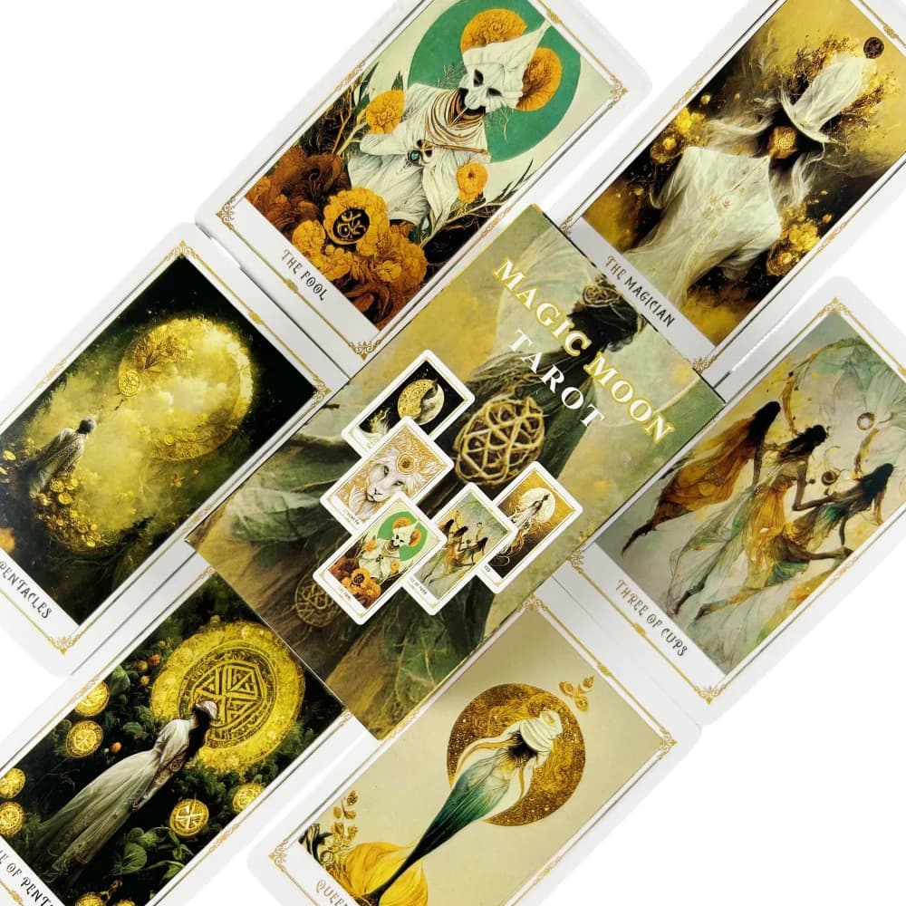 Carte dei Tarocchi Magic Moon, Mazzo da 78 Carte, Edizione in Inglese per Divinazione e Visioni, Gioco da Tavolo