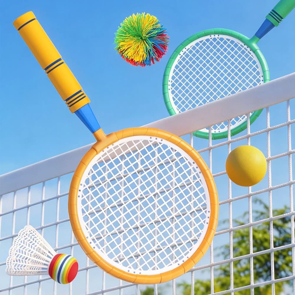 Kids Badminton Tennis Racket Exercise Reaction Ability Beginners Family Outdoor Beach Tennis Kindergarten Baby Parent-Chil