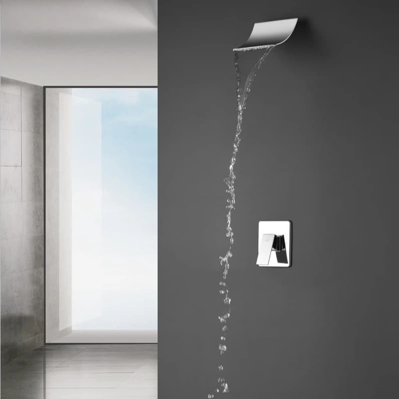 Casa Semplice Bagno Doccia a pioggia a cascata nascosta Set soffione doccia cromato Sistema doccia a parete caldo e freddo