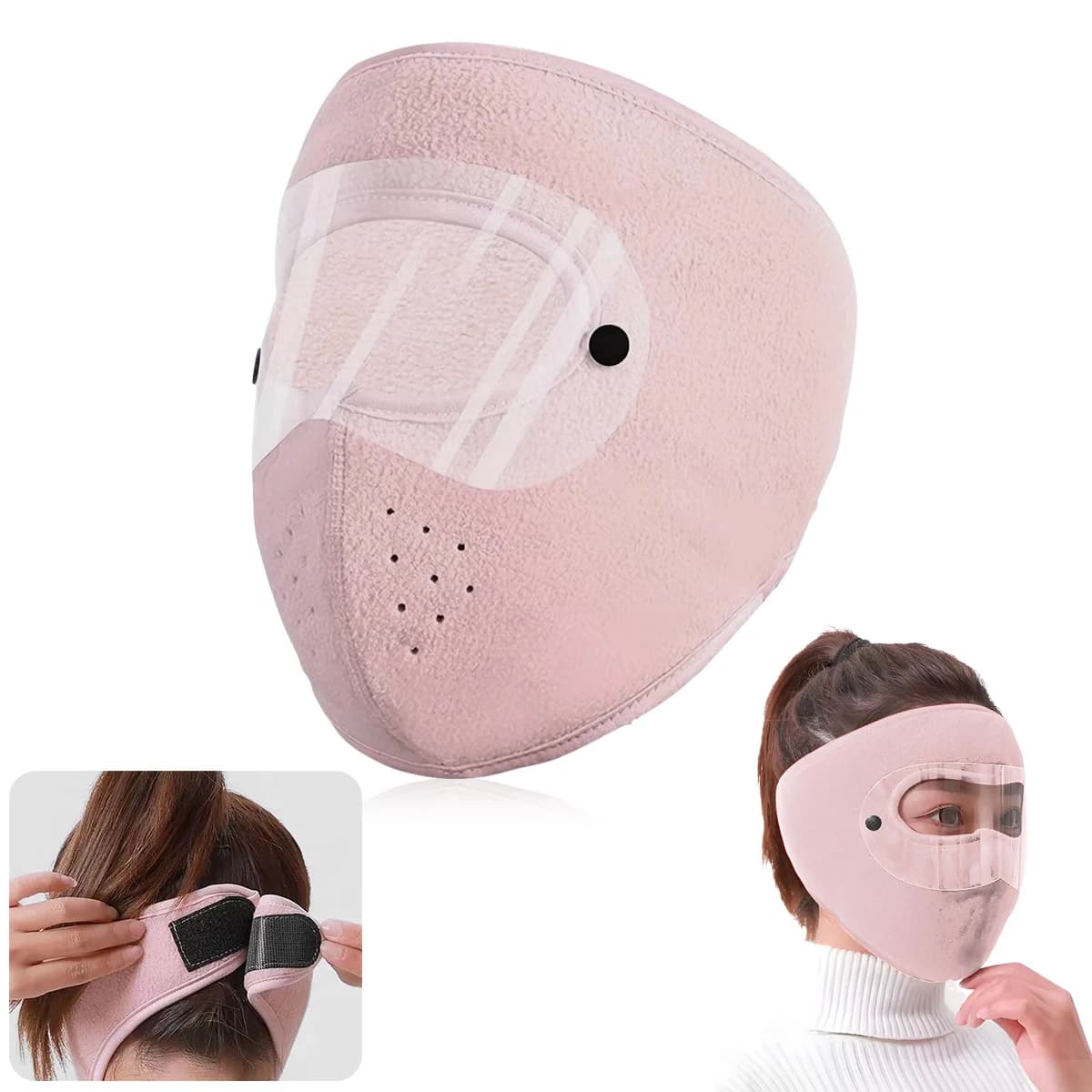 Maschera integrale antipolvere antivento Ciclismo Sci Maschere traspiranti Scudo per gli occhi Occhiali antiappannamento HD Copertura per cappuccio Cappello caldo invernale