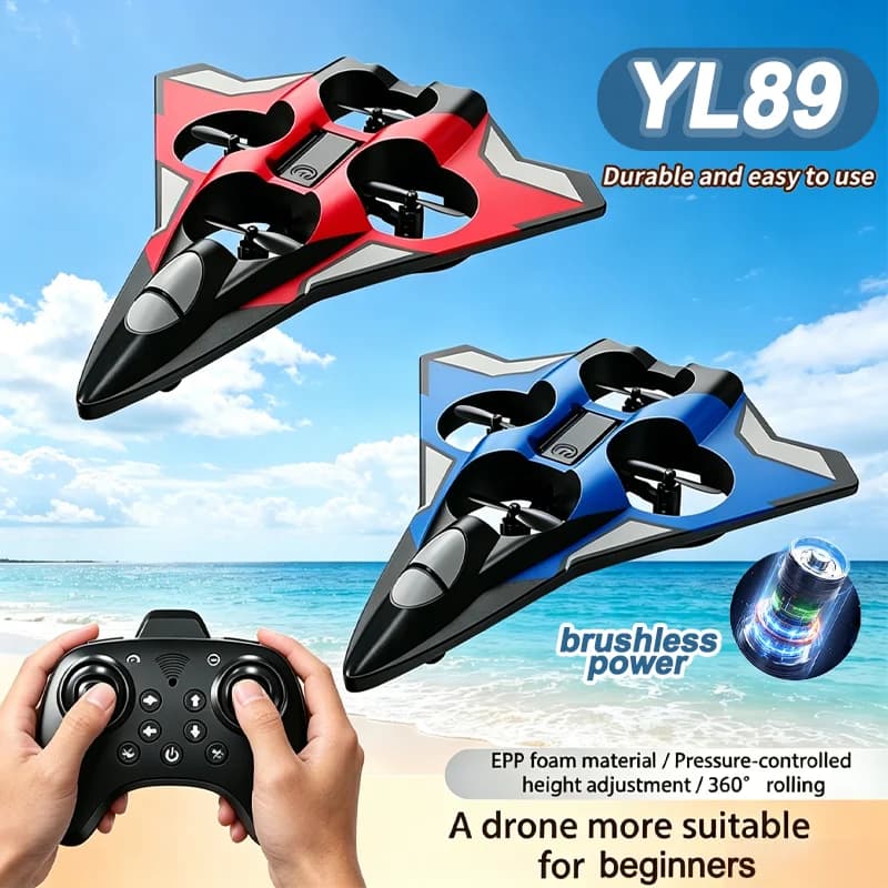 YL89 RC Foam Airplane Glider Flying 2.4G With LED Lights Colored Lights Stunt Remote Control Foam Fighter Plane Toy For Kid Gift