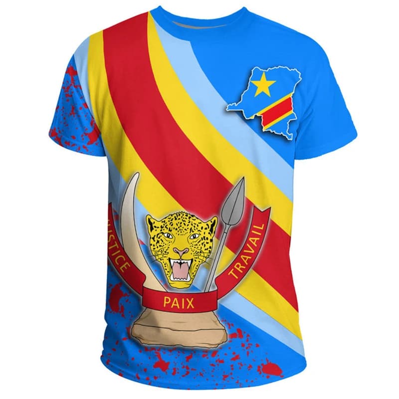 Bandiera della repubblica democratica del Congo stampa 3D emblema nazionale t-shirt estate Casual girocollo t-shirt manica corta top