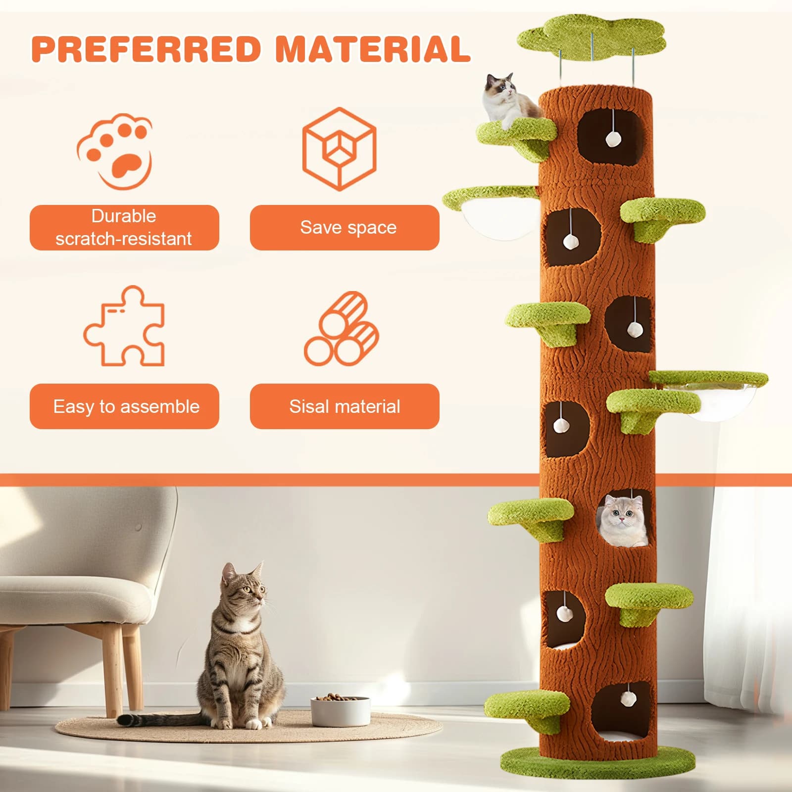 Albero per gatti grande foresta con tiragraffi in sisal Telaio da arrampicata per gatti Torre per albero per gatti super grande per gatti da interni Adulti