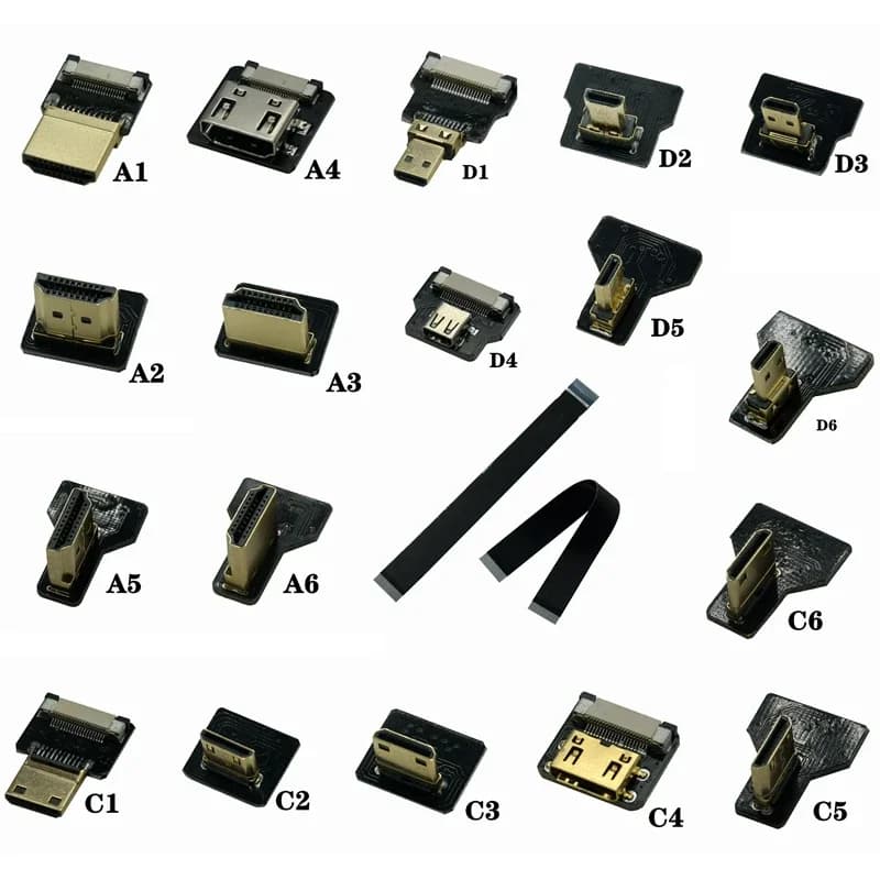 FPV tape HDMI compatible connector Flexible flat cable Raspberry Pi 4 Micro HDMI to HDMI Mini Female 90 degrees FFC 20 pin