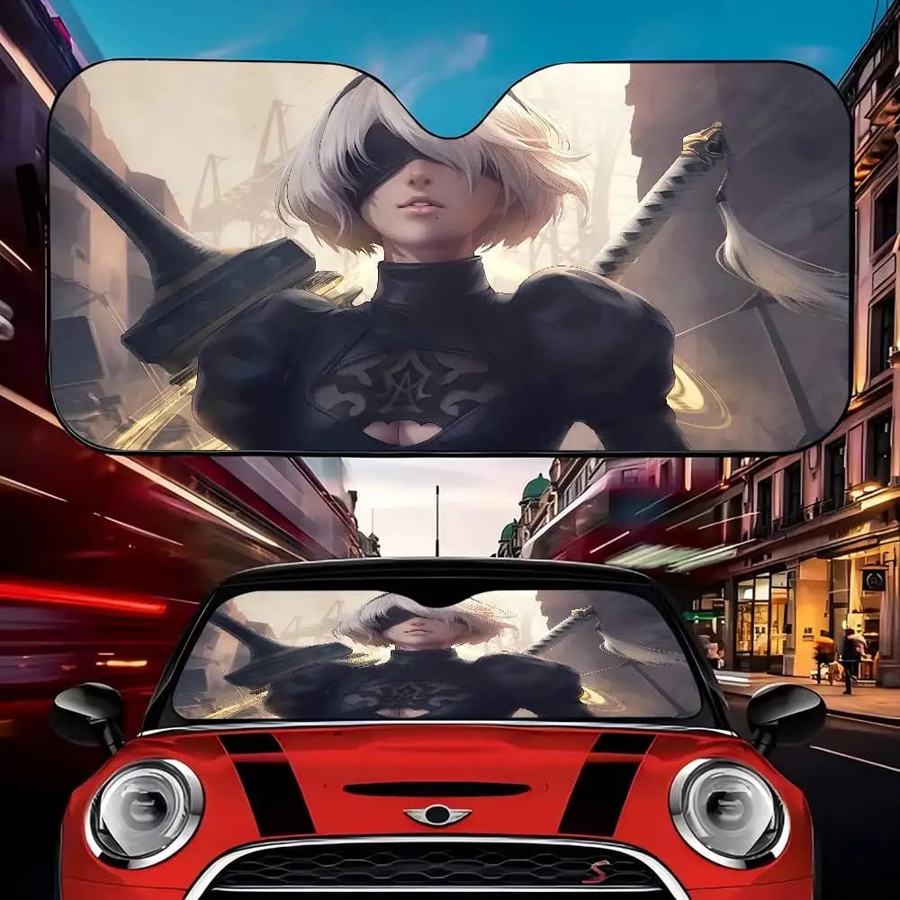 NieR Automata 2B Car Sun Shade Front Windshield Coverings Auto Protector Window Visor Men Women SUV Truck