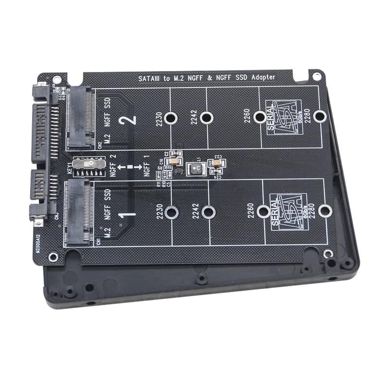 Adattatore doppio da M.2 a SATA 3.0 con cavo SATA3 a USB 3.0 Protocollo M2 NGFF SATA Chiave SSD B a SATA 3.0 Scheda convertitore da 6 Gbps Shell