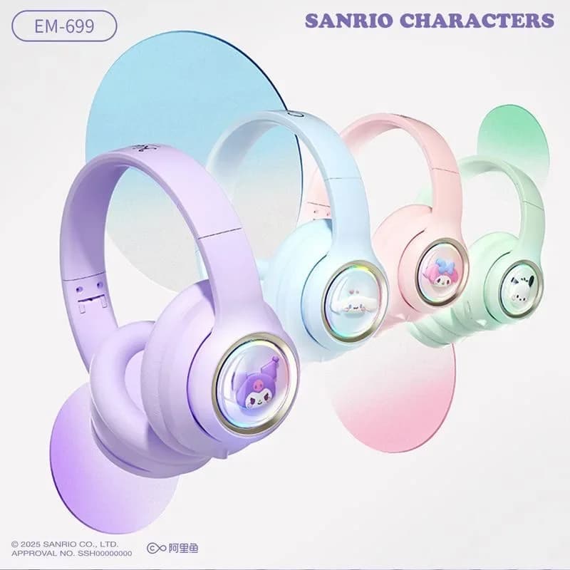 Sanrio Kuromi Wireless Bluetooth Headphones HIFI Surround Stereo Gaming Headphones Noise reduction Cartoon EM-699
