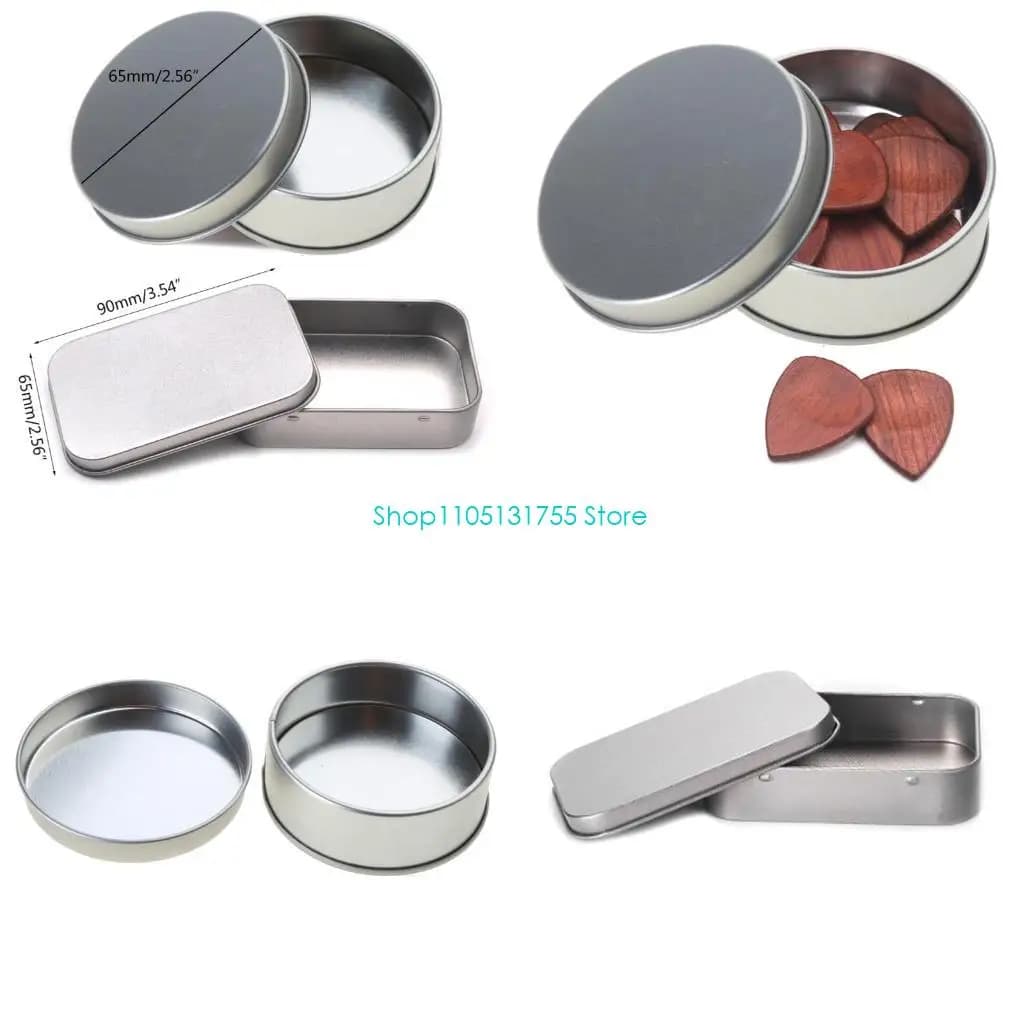 K0EF Portable Metal Acoustic Guitar Pick Plectrum Holder for Case Box Rectangle Round Shaped Gift Accessories