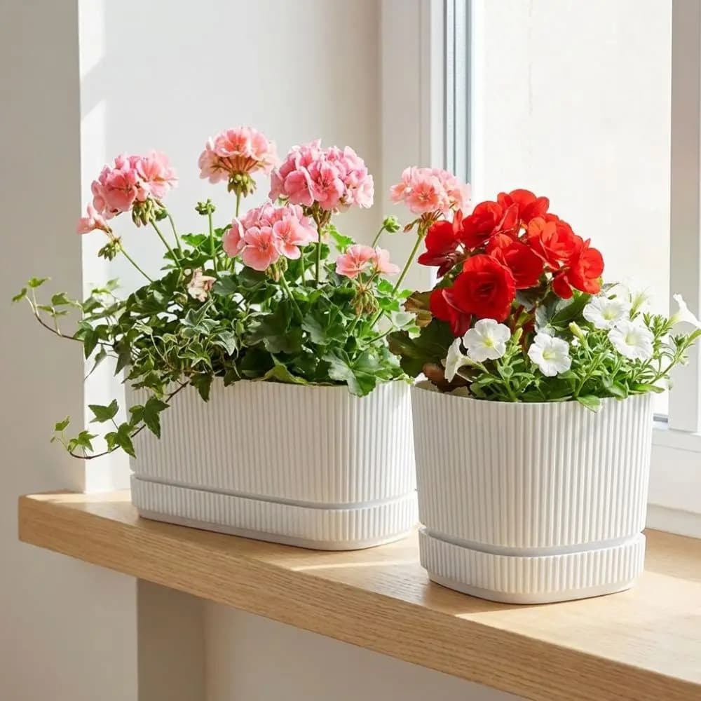 Double Layer Self Watering Flower Pot with Drainage Hole Desktop Vase Lazy Plant Pot Plastic Large Capacity Flower Planter
