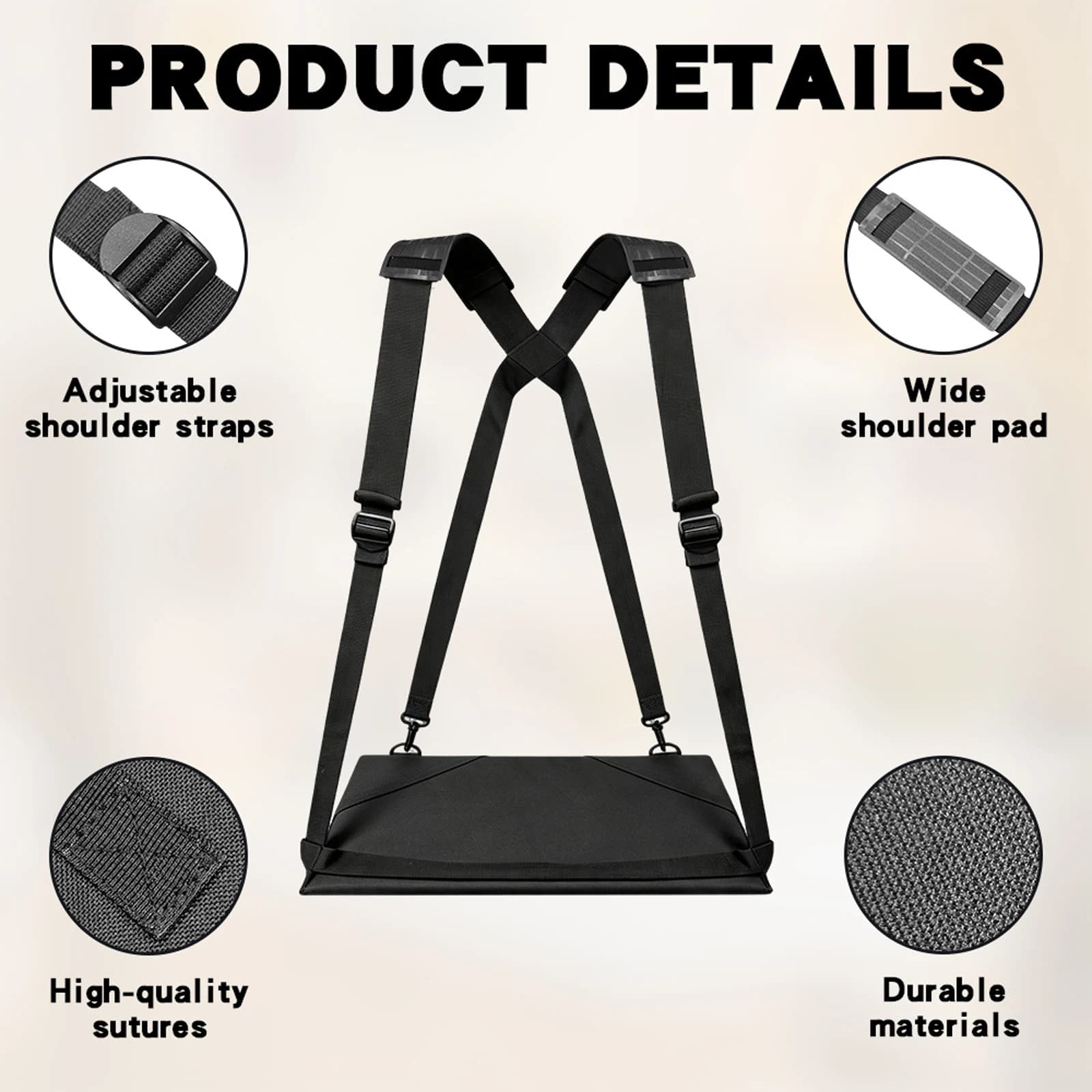 Ergonomic Laptop Shoulder Harness Portable Walking Stand Hands-Free Adjustable Oxford Cloth Tray 16 Inch Laptop