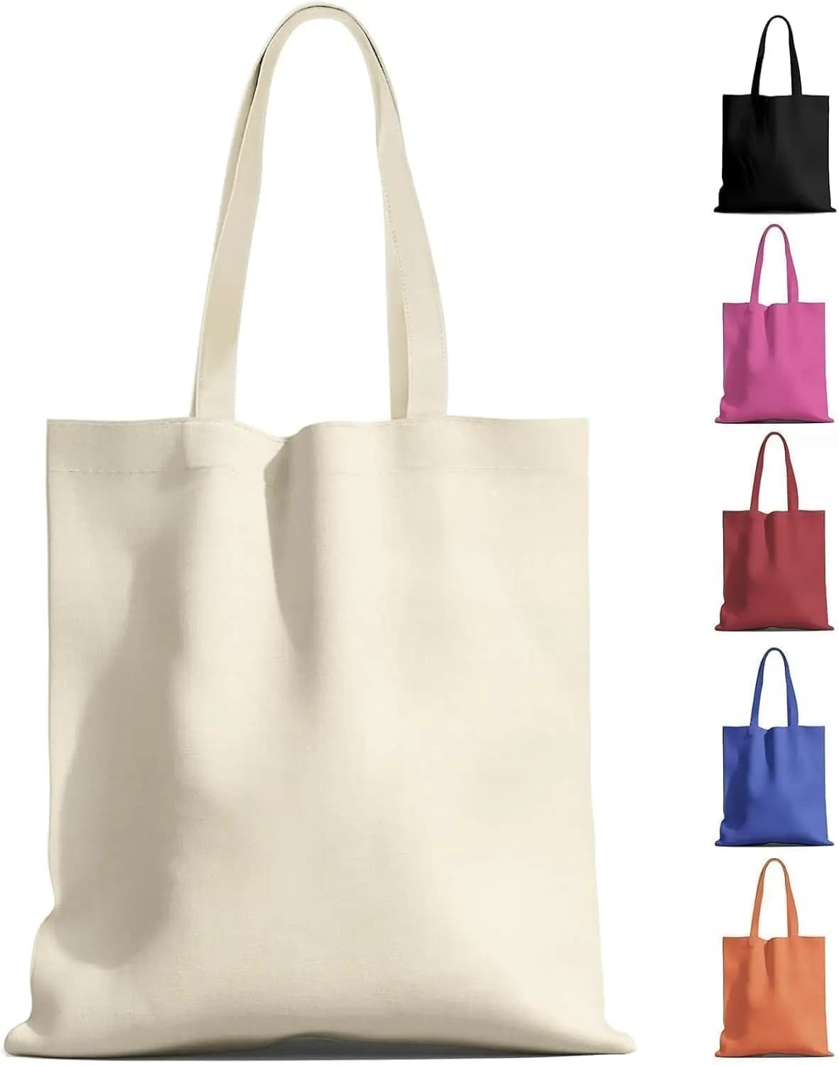 Borse Regalo Riutilizzabili in Tela Premium, Materiale Naturale con Manici, per Lavoro, Fai-da-Te, Shopping, Opzioni da 1 a 200 Pezzi