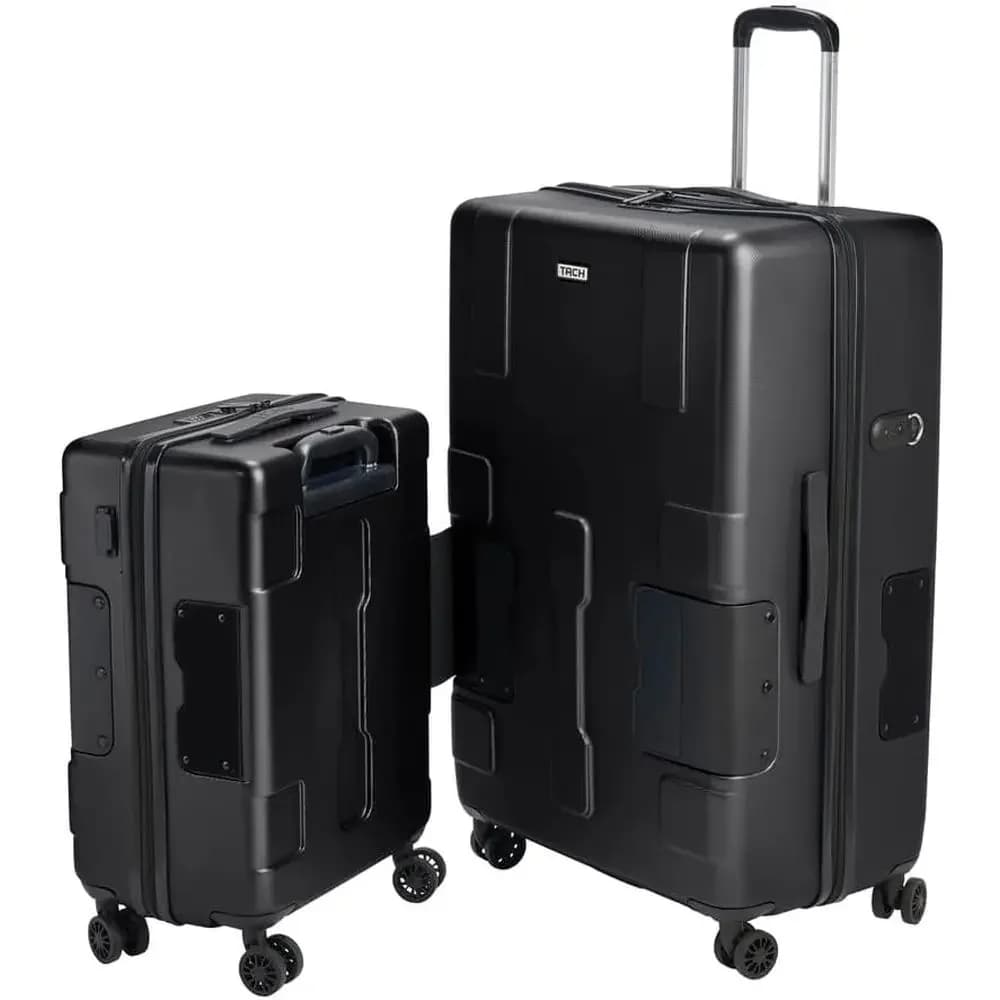 Two-Piece Hard Shell Luggage Set - 20 & 28 Large and Carry-On Suitcases in Black