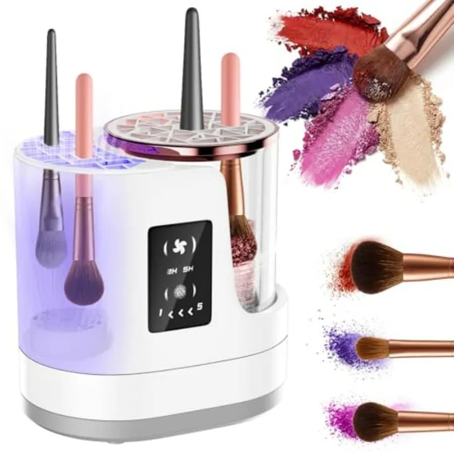 3-in-1 Electric Cleaner and Dryer for Makeup Brushes, Automatic Cleaning Machine and Adjustable Drying, USB-P