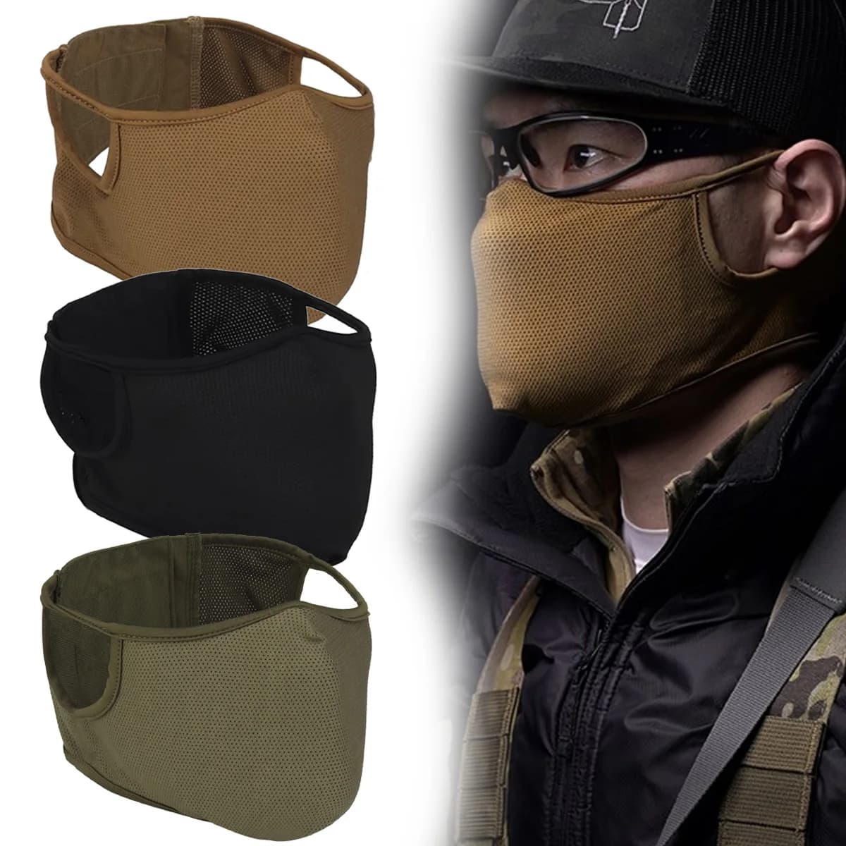 Shooting mask tactical face mask elastic breathable outdoor Airsoft Free Ears protective mask in Silicone softair combat for face
