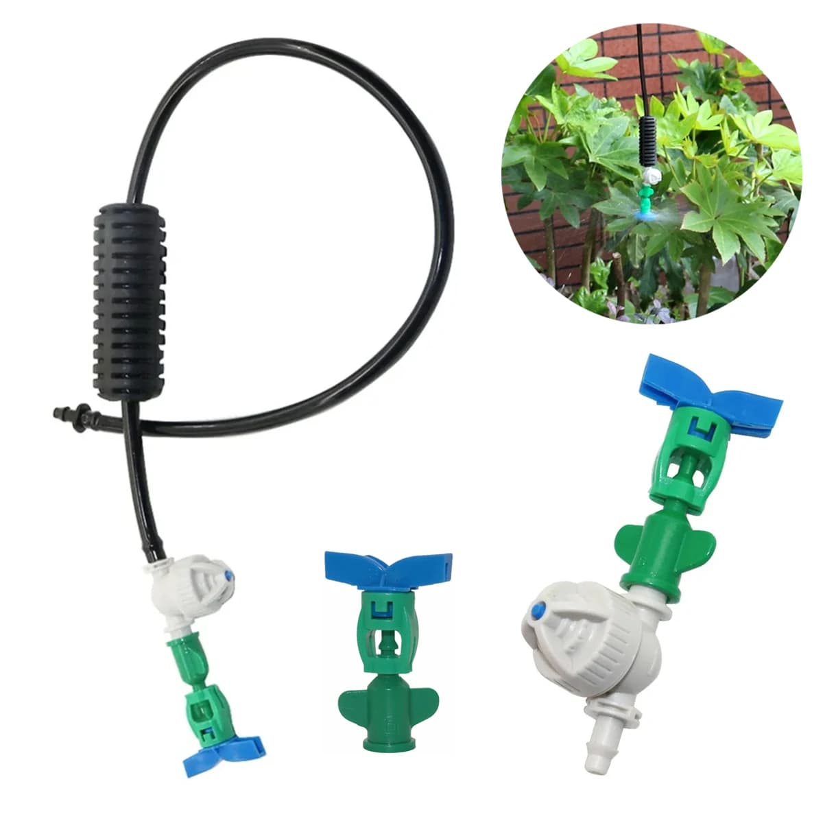 Kit dispositivo antigoccia per martello micro-ugello rotante da 360 gradi sospeso Irrigazione da giardino Umidificazione Raffreddamento Nebulizzatore Spruzzatore 10 set