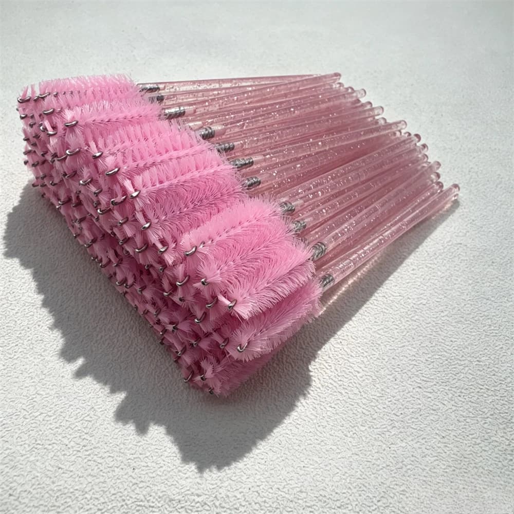 50pcs Disposable Eyelash Brushes Crystal Eye lash Mascara Wands Glitter Lash Comb Spoolies Micro Makeup Applicators C502