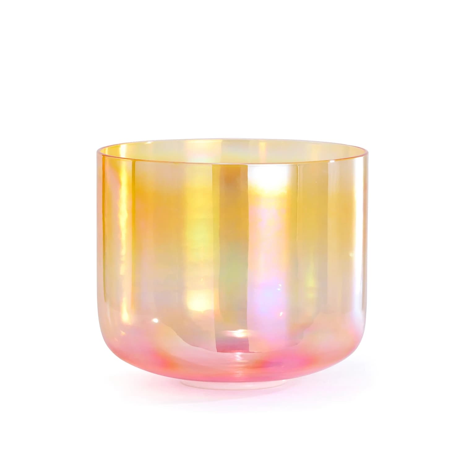 6 Inch Golden Sunset Clear Quartz Crystal Singing Bowl With Cosmic Light For Meditation And Sound Healing With Mallet
