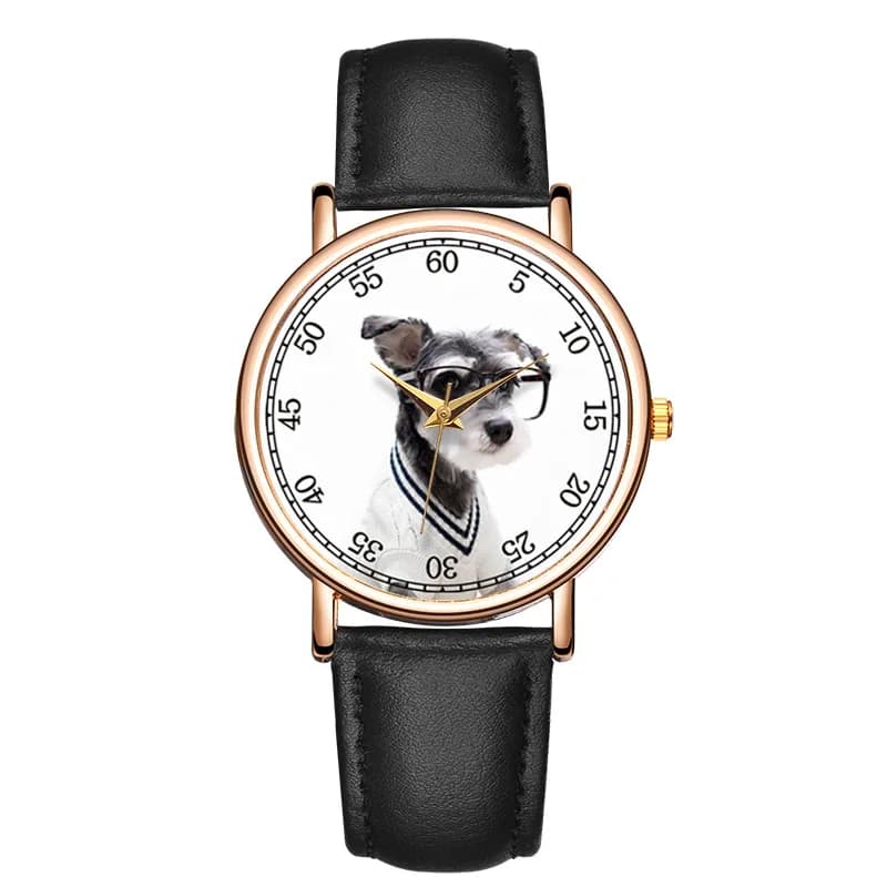 Women's Quartz Watch Fashion A Puppy With Glasses Wrist Watch Sporty Watch Gift Watch Fashion Reloj Hombre