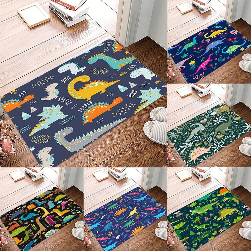 Cartoon Little Dinosaur Welcome Mat Anti-Slip Carpet for Bathroom Kitchen Bedroom Living Room Entrance Rug Home Decor Doormat