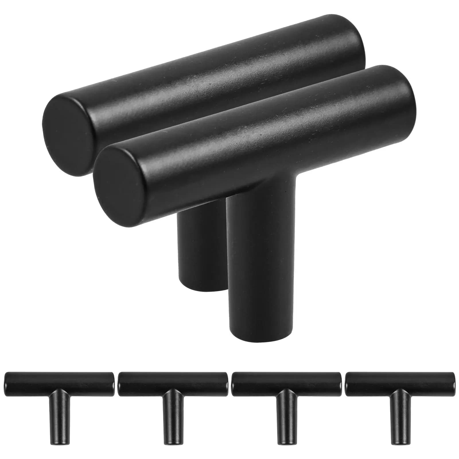 6 Pezzi Maniglie per Mobili in Alluminio Nero Opaco, Robuste Maniglie a T per Porte Scorrevoli, Cassettiere, Armadi, Cucina, Bagno