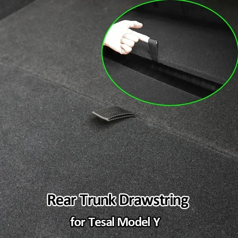 For Tesla Model Y Back Luggage Frame Drawing Cord Open Coil Cover Handle Pull Belt Organizer for Car Accessories Protective Mat