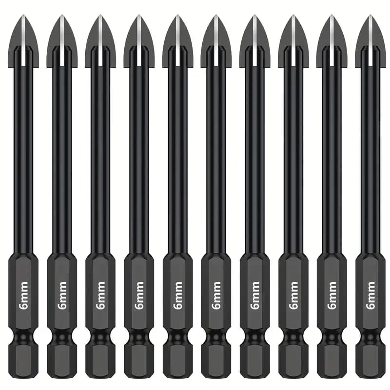 5pcs/10pcs Cross Hex Drill Bit Set For Tile Porcelain Glass Mirror Multifunction Tile Porcelain Drill Bit Kit