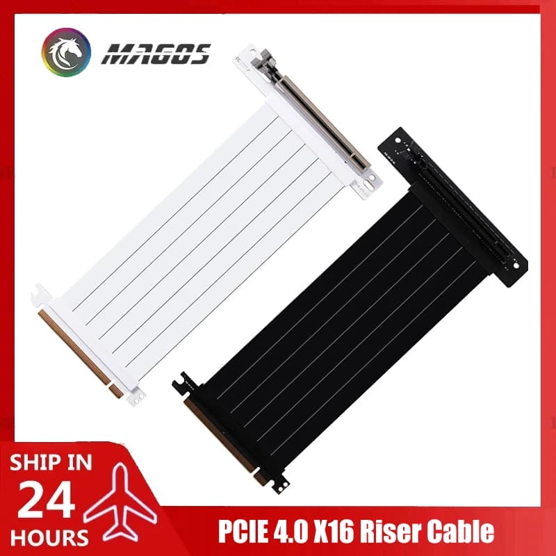 Cavo riser PCIE 4.0 X16 Estensione scheda video schermato flessibile 90 ° Montaggio GPU Express Lossless Nero/Bianco