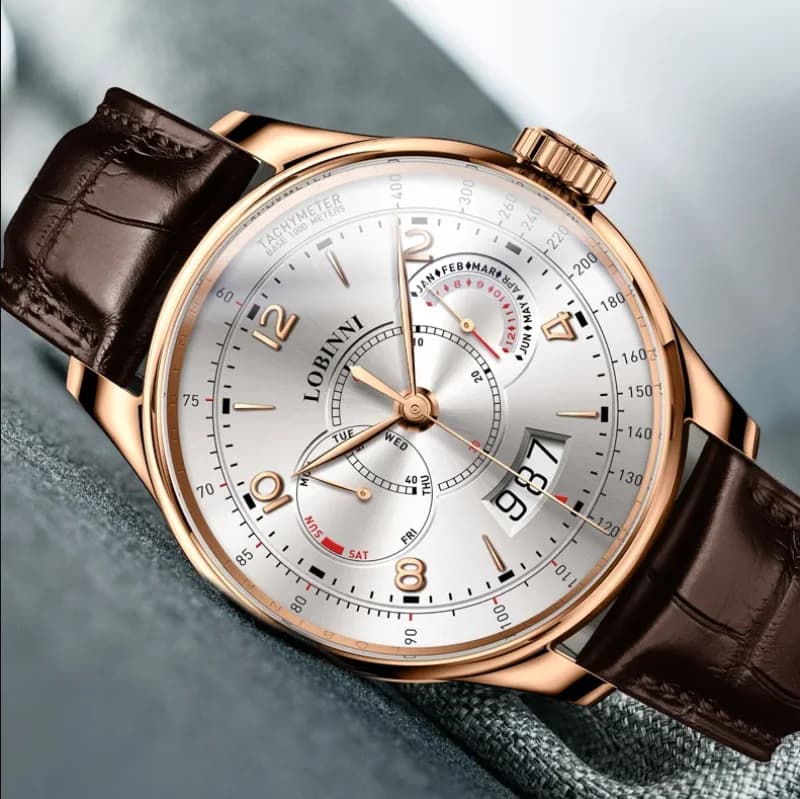 LOBINNI Orologio automatico da uomo 42mm Orologio da polso meccanico Specchio con zaffiro luminoso Miyota 9122 TACHIMETRO, SESE, MESMO, DATA