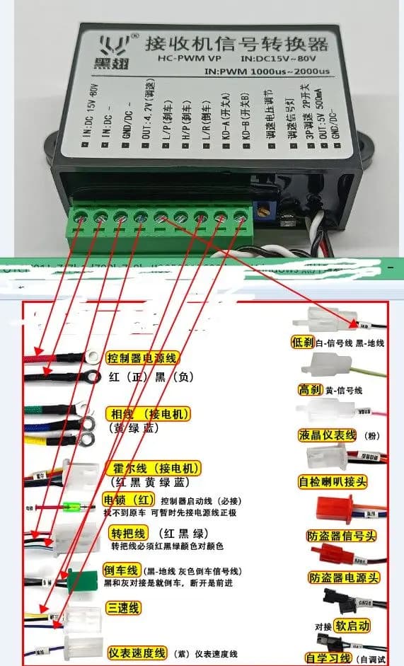 Convertitore di segnale per controller di veicoli elettrici con controllo del commutazione del ricevitore del modello