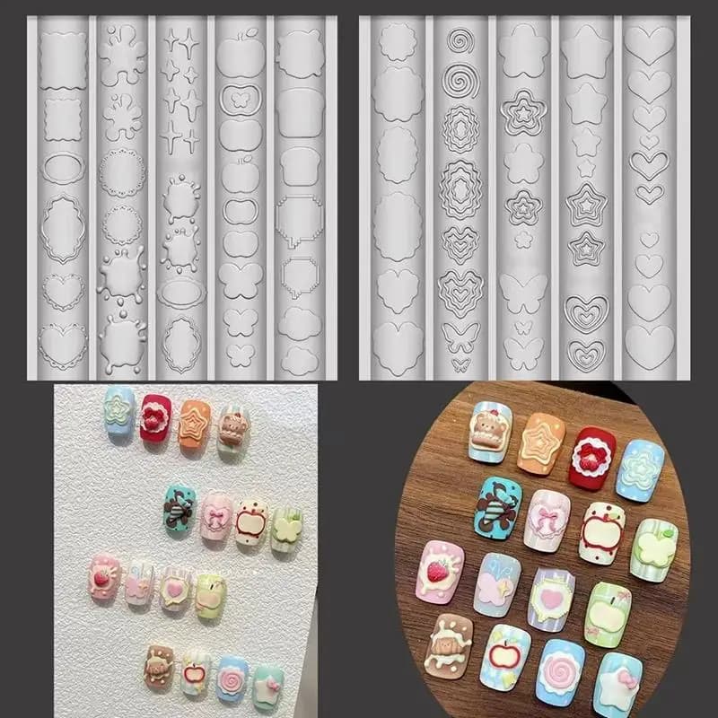 1pcs Butterfly Photo Frame 3D Acrylic Mold Wing Nail Art Decorations Silicone Decorated Heart Star Nail Art Templates Nails Mold