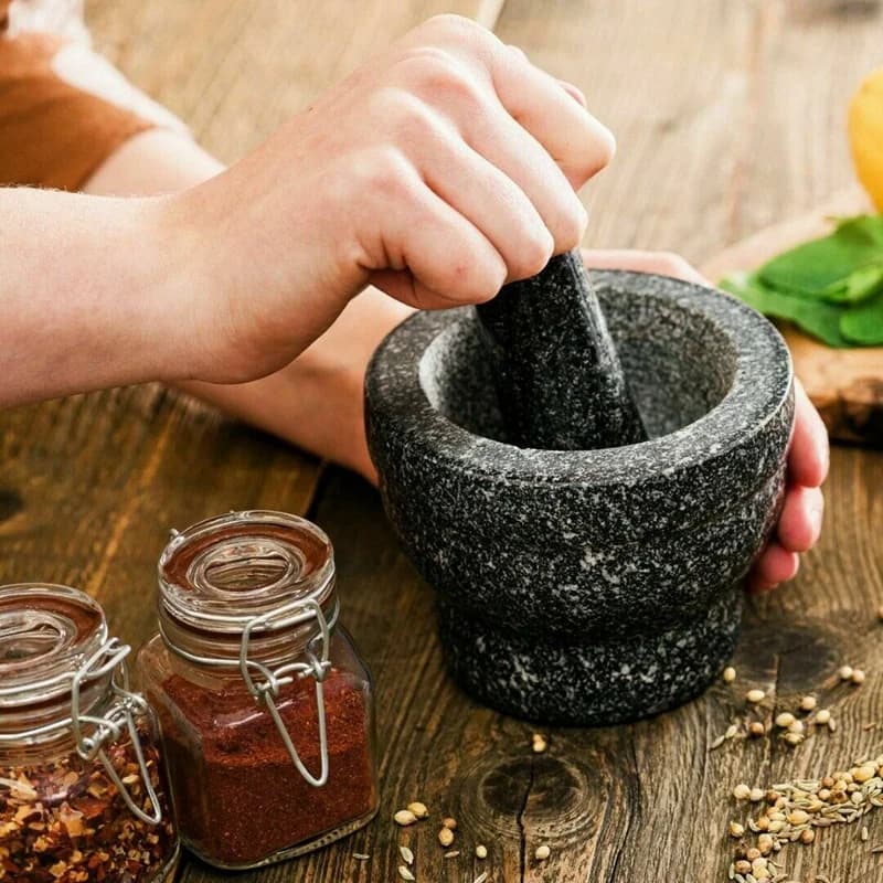 Set di pestelli con motivo in granito Set di cottura per smerigliatrice solida per smerigliatrice di erbe in pietra