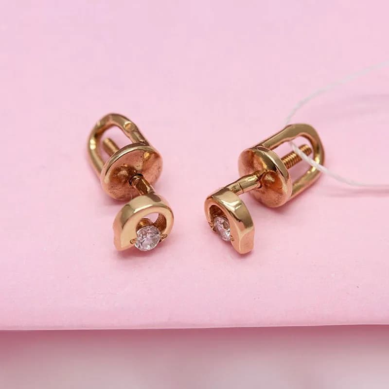 New in 585 Purple Gold Moon earings stud Plated with 14K Rose Gold Classic Screws Simple earrings for women Party Jewelry
