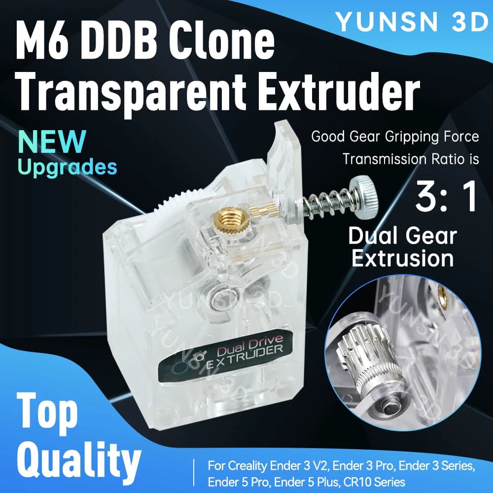 Estrusore clone diretto Bowden con aggiornamento doppio ingranaggio DDB trasparente per stampante 3D MK8 V6 CR10 Ender 3 CR6 SE filamento da 1,75 mm