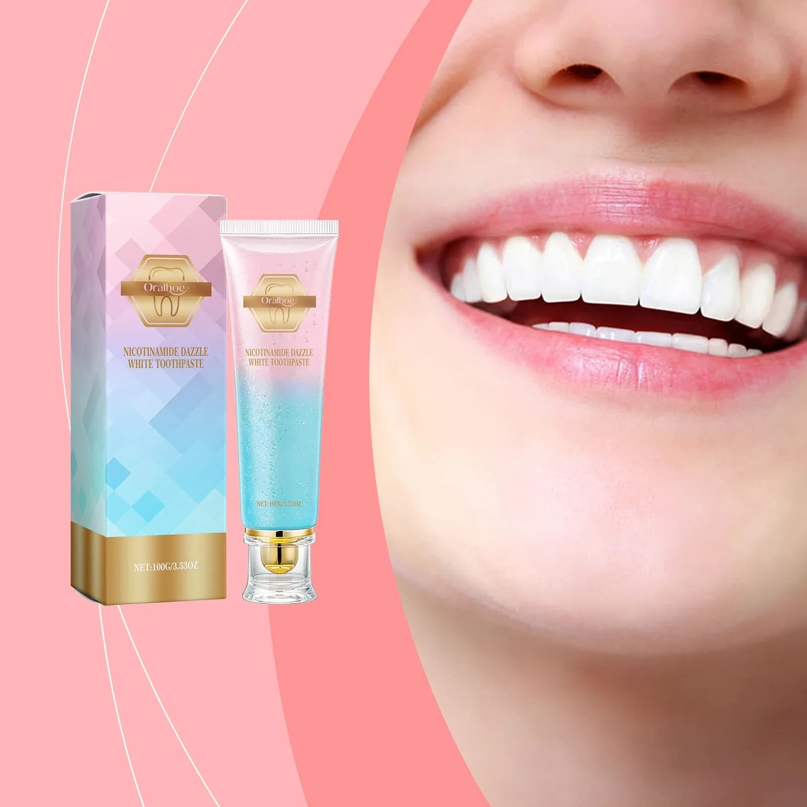 Tooth whitening toothpaste Repair cavities Root cleaning It soothes the sensitivity of the gums Eliminates alitosis Cool mouth mint toothpaste