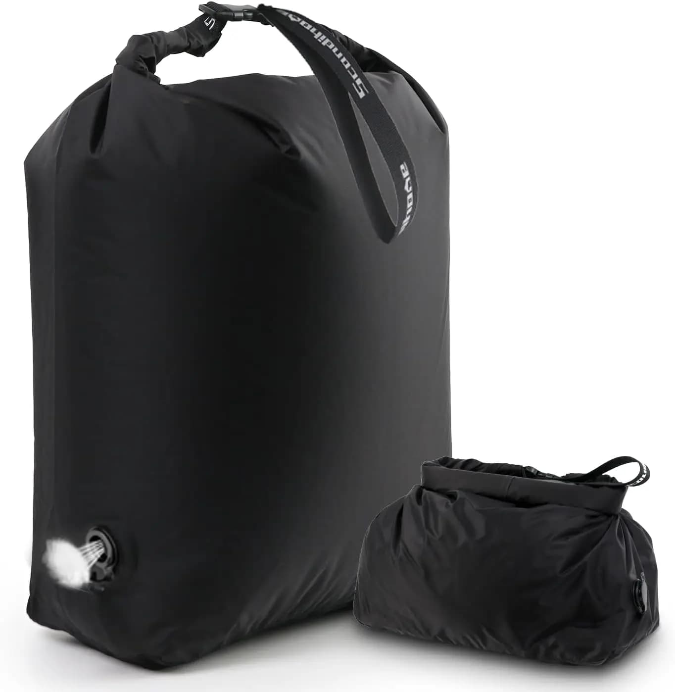 Sacchetto per Bucato da Viaggio a Compressione, Salvaspazio Sottovuoto Senza Pompa, Sacchetto Riutilizzabile per Vestiti Bagnati o Asciutti per l'Imballaggio del Bagaglio (Nero, L)