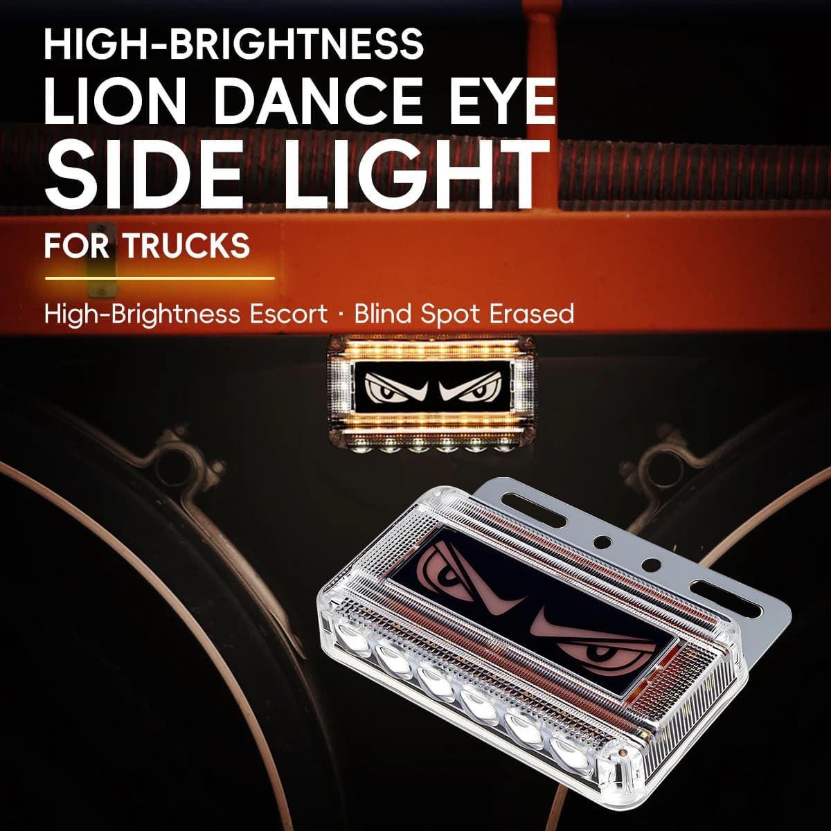Luce Laterale per Camion 'Occhio del Diavolo', Luce di Avvertimento Colorata a LED, Luce di Sicurezza per Frenata 24V, Luce Lampeggiante Anti-Collisione Posteriore per Camion