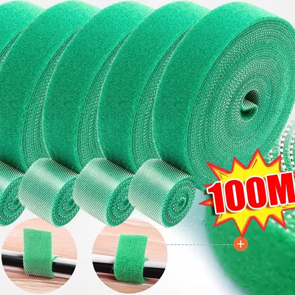 Fascette Autoadesive in Nylon per Piante, Verdi, Regolabili, con Gancio e Anello, Supporto per Piante, Nastro da Giardino Riutilizzabile, Strisce di Fissaggio